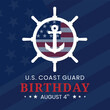 Vector graphic of anchors and a circle decorated with an American flag suitable for U.S coast guard birthday celebration