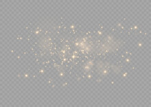 The Light Of Gold Dust. Bokeh Light Effect Background Png. Christmas Glowing Dust Background. Yellow Flickering Glow With Confetti Bokeh Light And Particle Motion.