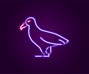 Canvas Print - Glowing neon line Albatross icon isolated on black background. Colorful outline concept. Vector