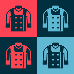 Sticker - Pop art Sweater icon isolated on color background. Pullover icon. Vector