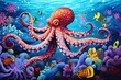 Octopus art. Beautiful illustration picture. Generative AI