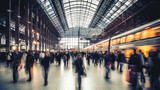 Fototapeta Londyn - Motion Blur in Train Terminal