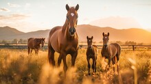 A Beautiful View Of Horse In Nature. Generative AI.