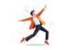 © Sodapeaw - Happy man dancing. jump for joy. successful. illustration in flat style. generative ai
