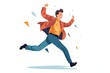 © Sodapeaw - Happy man dancing. jump for joy. successful. illustration in flat style. generative ai