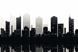 Fototapeta Do pokoju - Modern City Skyline illustration. black city buildings isolated on white background. generative ai