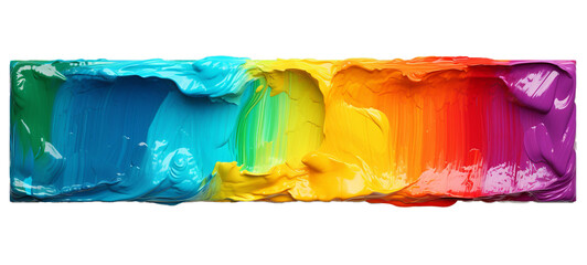 Poster - Art painting banner illustration - Oil or acrylic rainbow colors, color paint brushstroke, isolated on transparent or white background png (Generative Ai)
