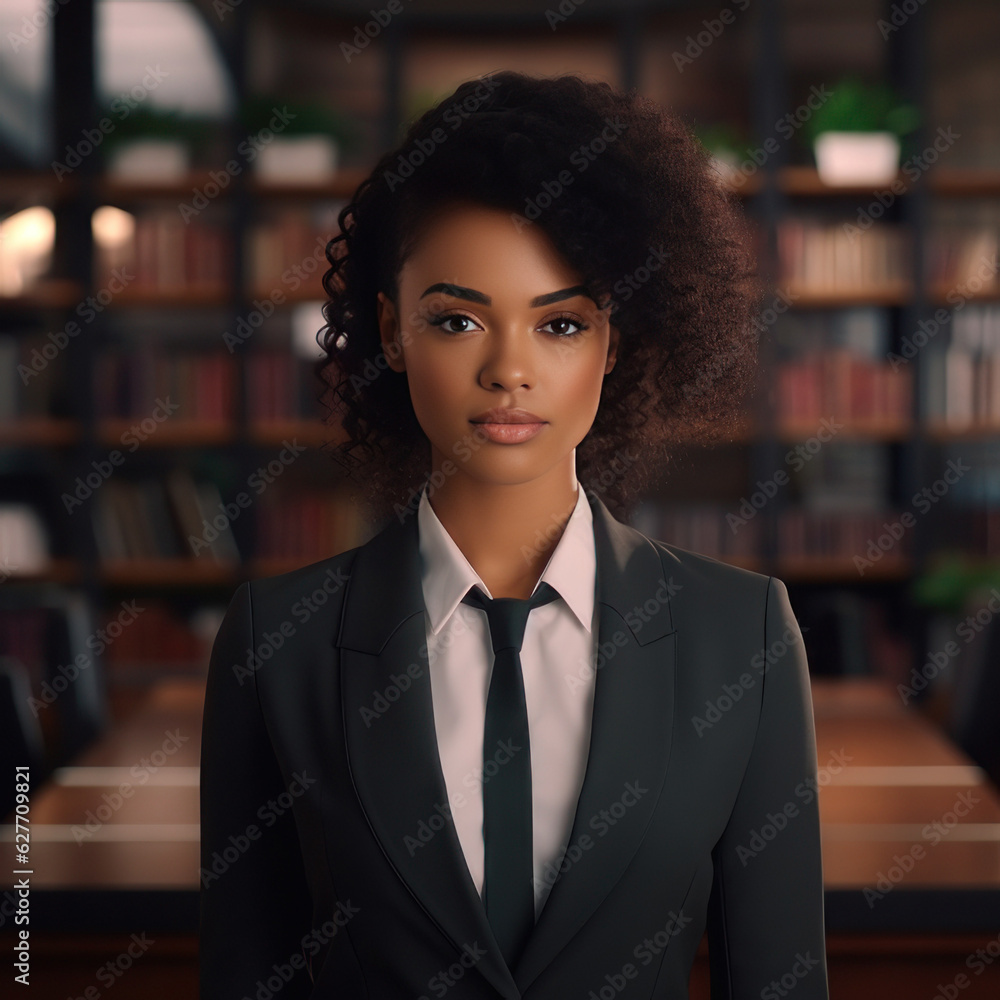 Stock-Foto „Beautiful african american woman in a suit in the office ...