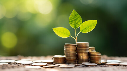 ESG concept of environmental, social, and governance. ESG small tree on stack coins idea for esg investment sustainable organizational development