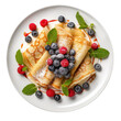 Delicious Plate of Crepes with Berries Isolated on a Transparent Background