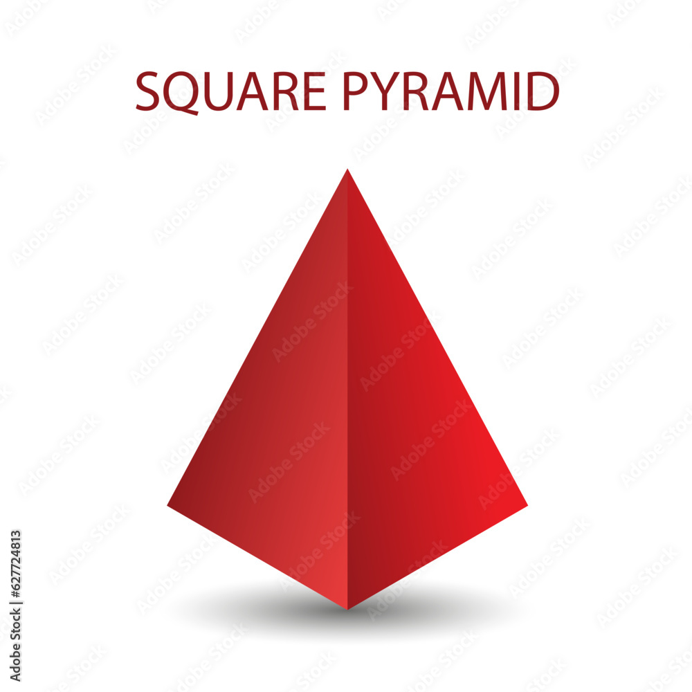 Vector square pyramid with gradients and shadow for game, icon, package ...