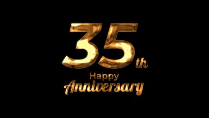 Wall Mural - Animated text happy anniversary 35 th gold 4K, birthday, celebration, moment, gold moment