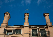 Chimneys Of An Old House Against The Sky, Veneto, Venice, Italia