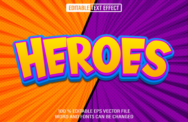 Heroes editable text effect 3d style template