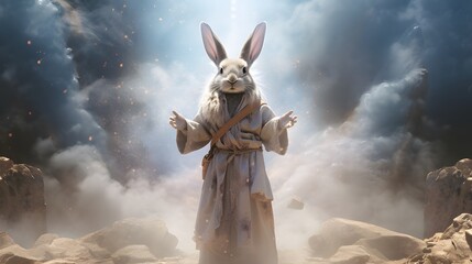 Fantasy bunny kung fu master background. Generative AI