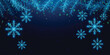 Wireframe snowflakes and Christmas tree branches, low poly style. New Year banner. Abstract modern vector illustration on blue background