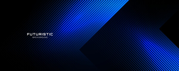 Wall Mural - 3D blue techno abstract background overlap layer on dark space with glowing lines shape decoration. Modern graphic design element future style concept for banner, flyer, card, or brochure cover