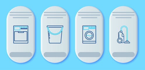 Wall Mural - Set line Bucket, Washer, and Vacuum cleaner icon. Vector