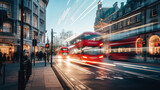 Fototapeta Londyn - Motion blur adds to the busyness of the London street scene
