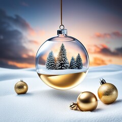 white and gold Christmas background with fir twigs and balls. Christmas balls with snowflakes and branches on colored background, created with generative ai