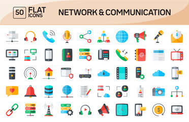 Canvas Print - Network and Communication Flat Icons Pack Vol 1