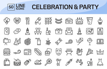 Wall Mural - Celebration and Party Line Icons Pack Vol 1