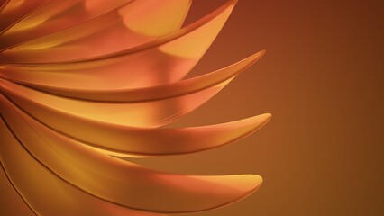 Wall Mural - abstract 3d render curved emitter glass orange gradient wavy pattern