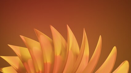 Wall Mural - abstract 3d render orange gradient wavy petal emitter glass