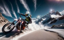 Motorcycle On The Road, Extreme Mountain Race, Generative Ai