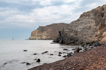 Wall Mural - Rocky coast at Red Beach, Santorini