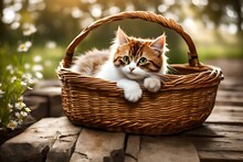 Little Kitten In Basket