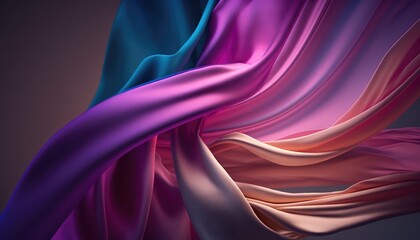 smooth and shiny silk fabric texture colorful background design generative ai