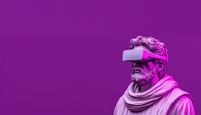 Virtual Reality Modern Digital Renaissance Man, Greek Roman Style Statue, Futurism Minimalist Concept Render
