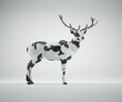 Deer with a cow skin . Be different and stand out from the crowd concept.