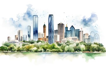 Wall Mural - Dallas clip art watercolor illustration