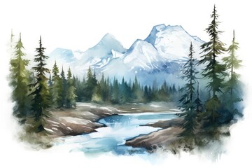 Wall Mural - Alaska clip art watercolor illustration