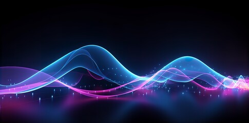 Wall Mural - 3d render, abstract background with colorful neon wavy lines
