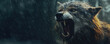 Wolf, Rage of the Alpha: Fear the Aggressive Mad Wolf in the Rain. 