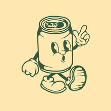 Vintage Character Design Of Beverage Can