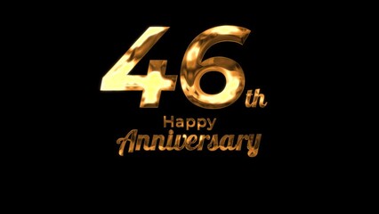 Wall Mural - Animated text happy anniversary  46th gold 4K, birthday, celebration, moment, gold moment