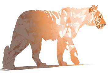 Simple Design of Silhouette of Tiger Walking Vect. Generated AI