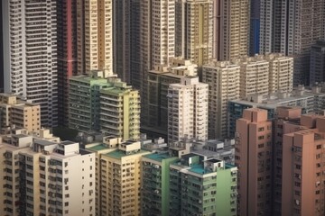  Urban crowded high-rise buildings real estate background concept generative ai