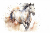 Fototapeta Konie - Watercolor horse illustration on white background