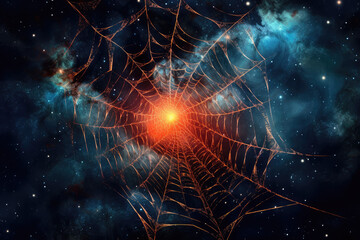 Starry Skies and Intricate Spider's Web Created with Generative AI