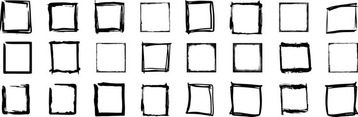 hand drawn square frames in sketchy style. doodle frames.
