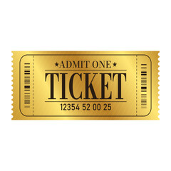 vector golden ticket template. cinema, theater,casino, concert, game, party, event, festival gold ti