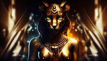 Bastet, Half Woman Half Cat Goddess, Ai Based