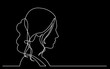 © OneLineStock - continuous line drawing vector illustration with FULLY EDITABLE STROKE of regular person diverse people user profile concept on black background