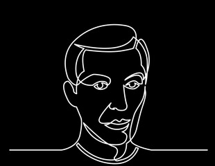 Wall Mural - continuous line drawing vector illustration with FULLY EDITABLE STROKE of regular person diverse people user profile concept on black background