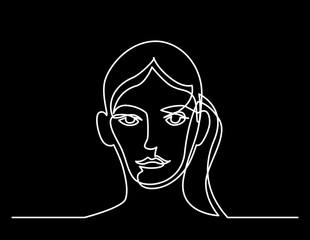 Wall Mural - continuous line drawing vector illustration with FULLY EDITABLE STROKE of regular person diverse people user profile concept on black background